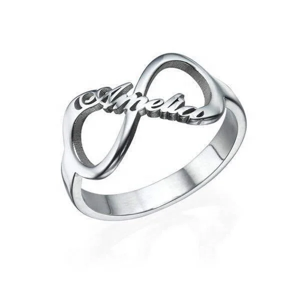 

Platinum Plated Infinity Letter Round Finger Rings For Women girls Engagement Jewelry Bowknot Trendy Love Gifts Ring
