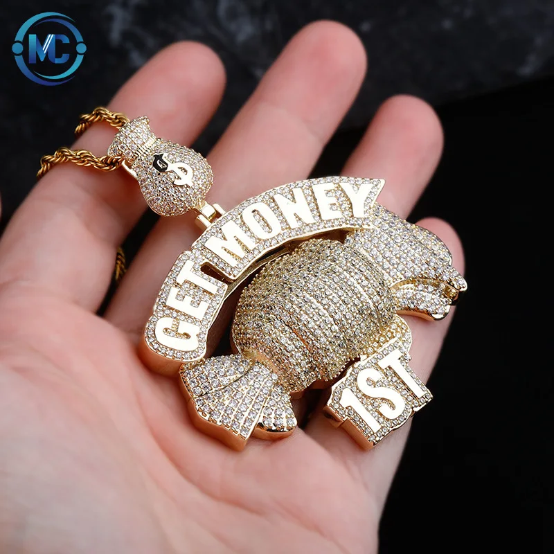 

2021 Hip-hop zircon candy personality full Zircon money punk men necklaces