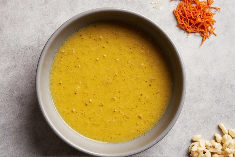 Asian ginger dressing in glass jar with salad ingredients showing proper storage techniques for homemade asian ginger dressing
