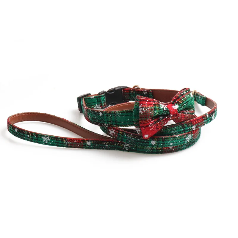 

Correa Collar De Perro Coleira Pet Collars Hands Free Design Luxury Leather Christmas Dog Collar And Leash Set For Running, Red,green