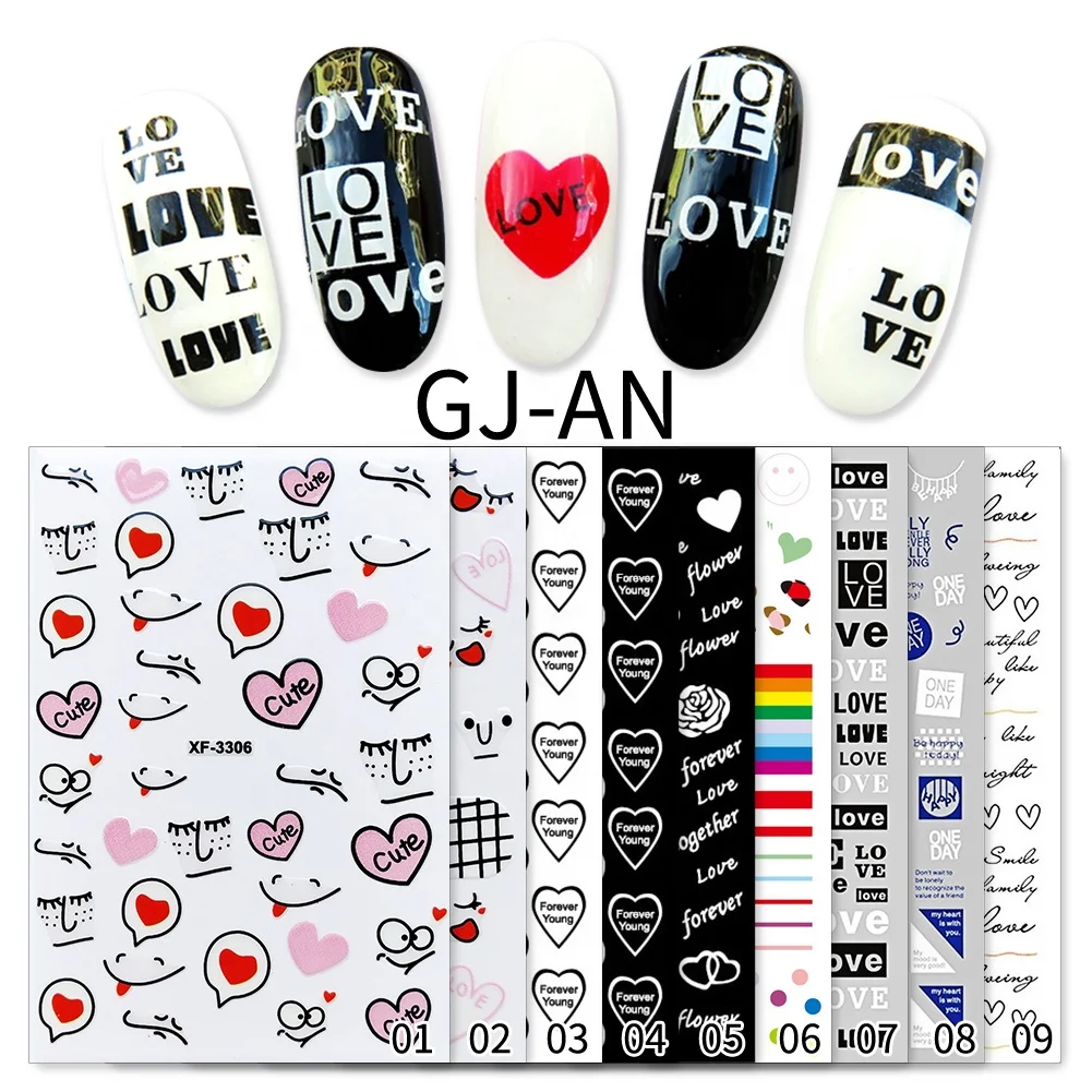 

Valentines Japanese style 3D new dark series nail stickers snake-shaped nail stickers hot sale nail stickers