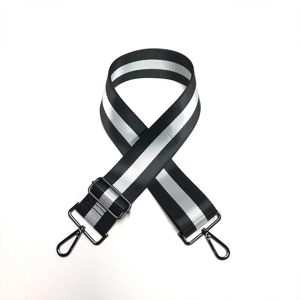 

Zj-S2010 2 Inch Black White Black Good Quality Gold Accessories Replacement Stripe Shoulder Bag Strap, Beige&gold