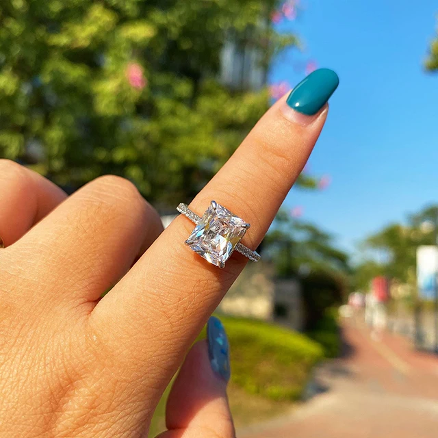

ADELANTE Factory Direct Sale 925 Sterling Silver Square Shape White Wedding Ring