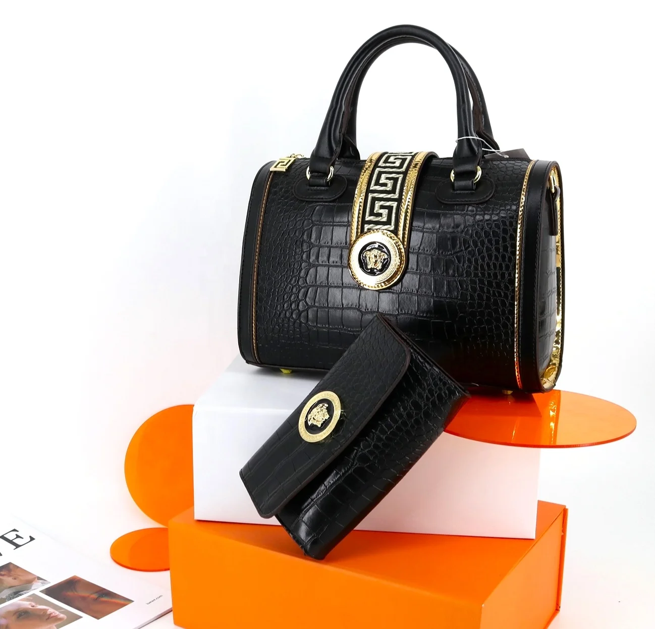 

2022 top selling ladies handbags women bags set of two designer bag luxury fashion ladi textures female bag crocodile embossing