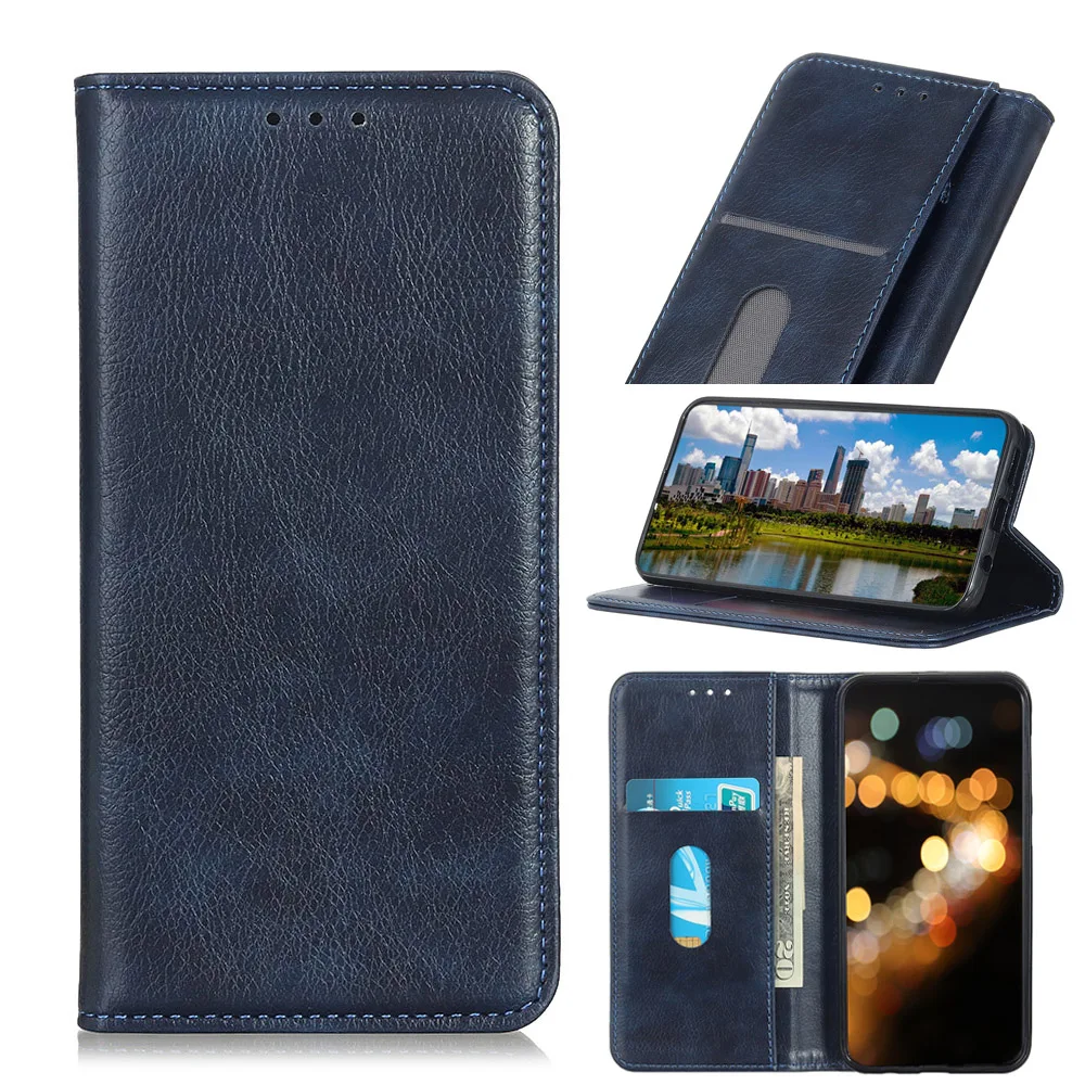 

Litchi PU Leather Flip Wallet Case For Motorola Moto G30 4G With Stand Card Slots, As pictures