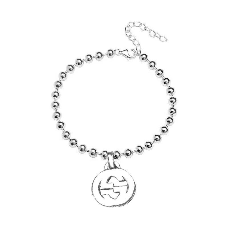 

fukarni s925 double G letter sterling silver 925 bracelet female couple G home with the same ballpoint bracelet to send TB007