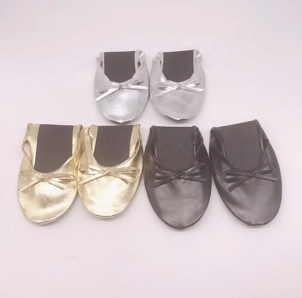

OEM favorable fast flats foldable bailarinas plegables, Black, silver, gold, white, brown, pink, grey and colorful