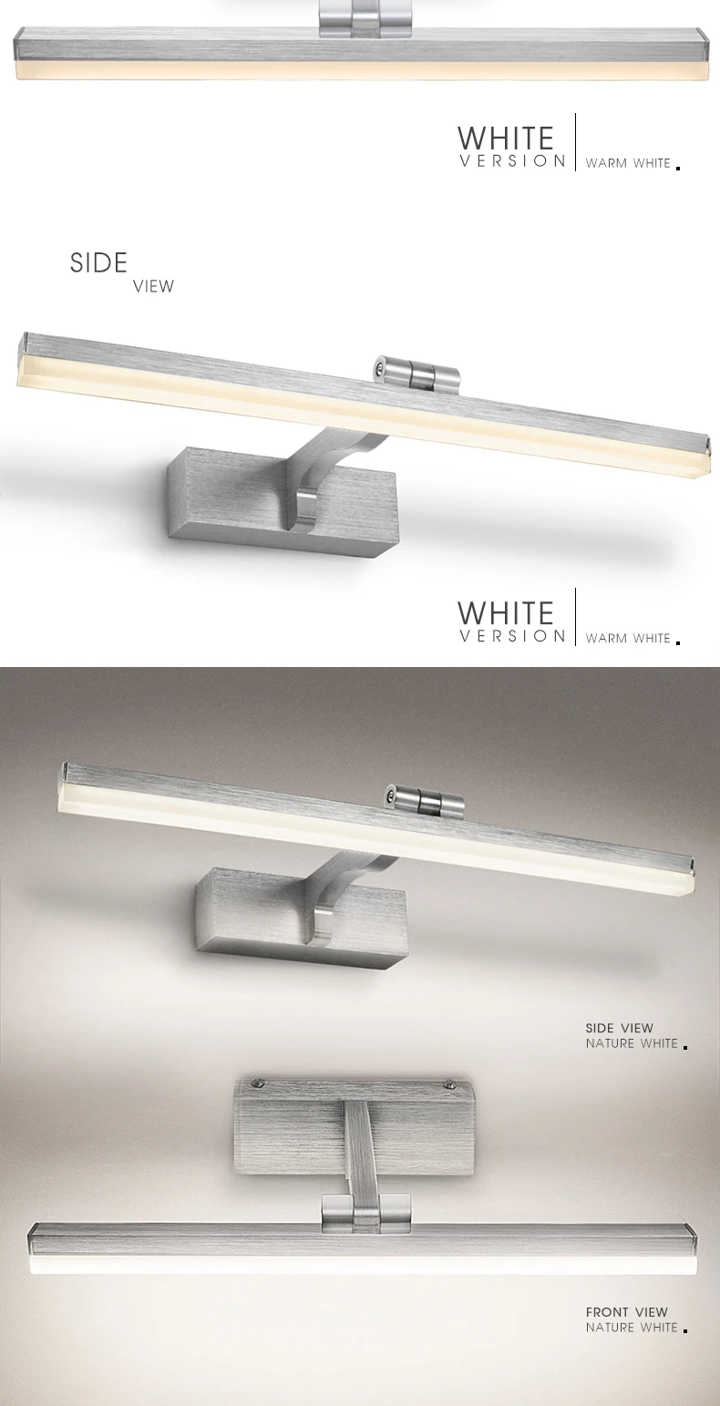 Simple design metal led mirror light shower room vanity mirror led light 8w brush bathroom lighting hotel wall sconce art lamps