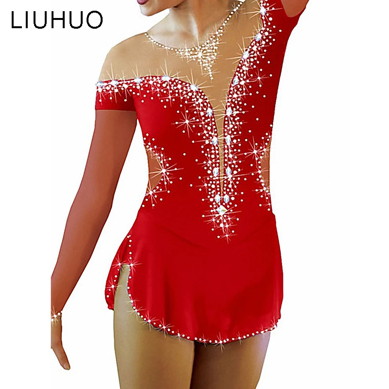 

Ice Skating Dress Woman Girl Figure Skating Dress Sleeveless Crystal Custom Figure Skating Dress Customizable Color