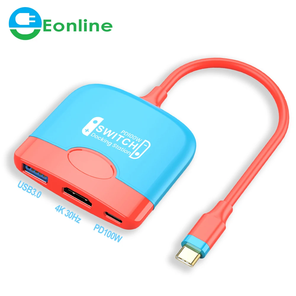 

EONLINE 3D LOGO Switch Docking Station Adapter USB C to 4K HD USB 3.0 PD for Nintendo Switch Dock Station MacBook Air Pro iPad