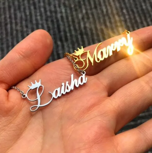 

Custom Name Crown Nameplate Jewelry Birthday Gift For Women Personalized Stainless Steel Customized Necklace