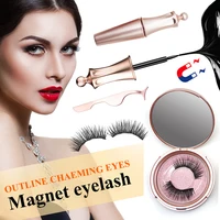 

No glue full eye 5 magnets natural soft easy to use magnetic eyeliner with eyelashes