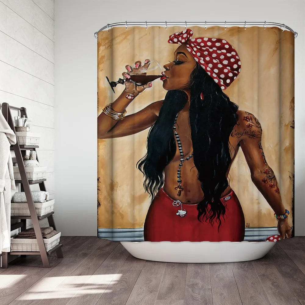 

Passionate and lovely funny cute African girl high quality hotel shower curtain