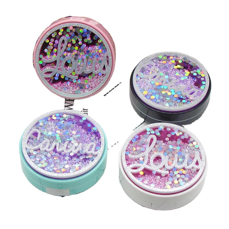 

Wholesale Customized Bling Travel Lens Container Plastic Contact Lens Case Contact Lenses Box with Tweezer/Mirror