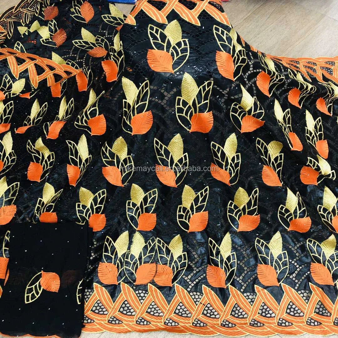 

2021 New Design Africa Embroidery Bazin Riche Fabric Germany For Gambia Elegant Lady Dress Bazin Broder Getzn, Picture