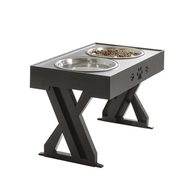 

pet dog feeder stainless steel collapsible double bowl