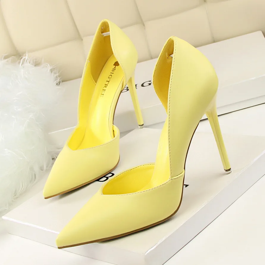 

Dropshipping pumps heel shoes stiletto pumps dresses custom solid heels hot sale women's pumps, White/yellow/red/black/pink/gray