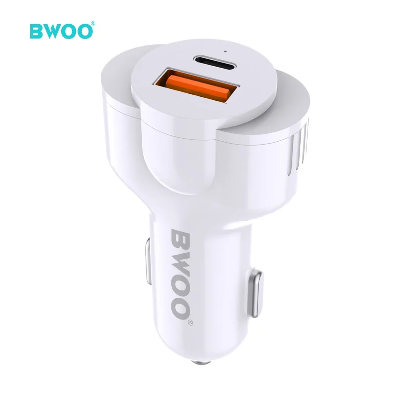 

BWOO new arrived 30w type-c pd car charger pc material 2.4a fast charging mini mobile phone usb car charger