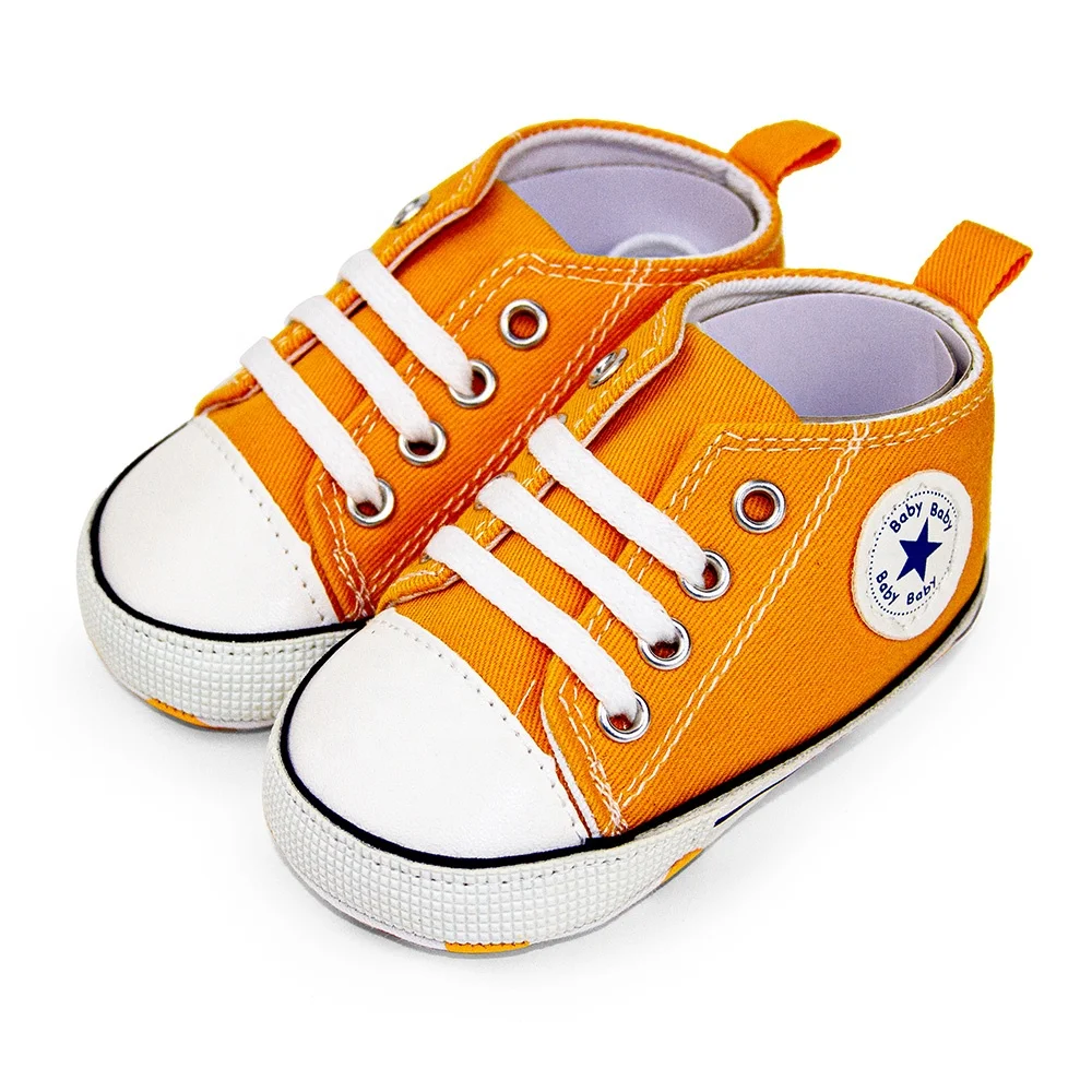 
Unisex Newborn Baby Colorful Star High Top Sneaker Soft Sole Infant First Walkers Canvas Shoes 