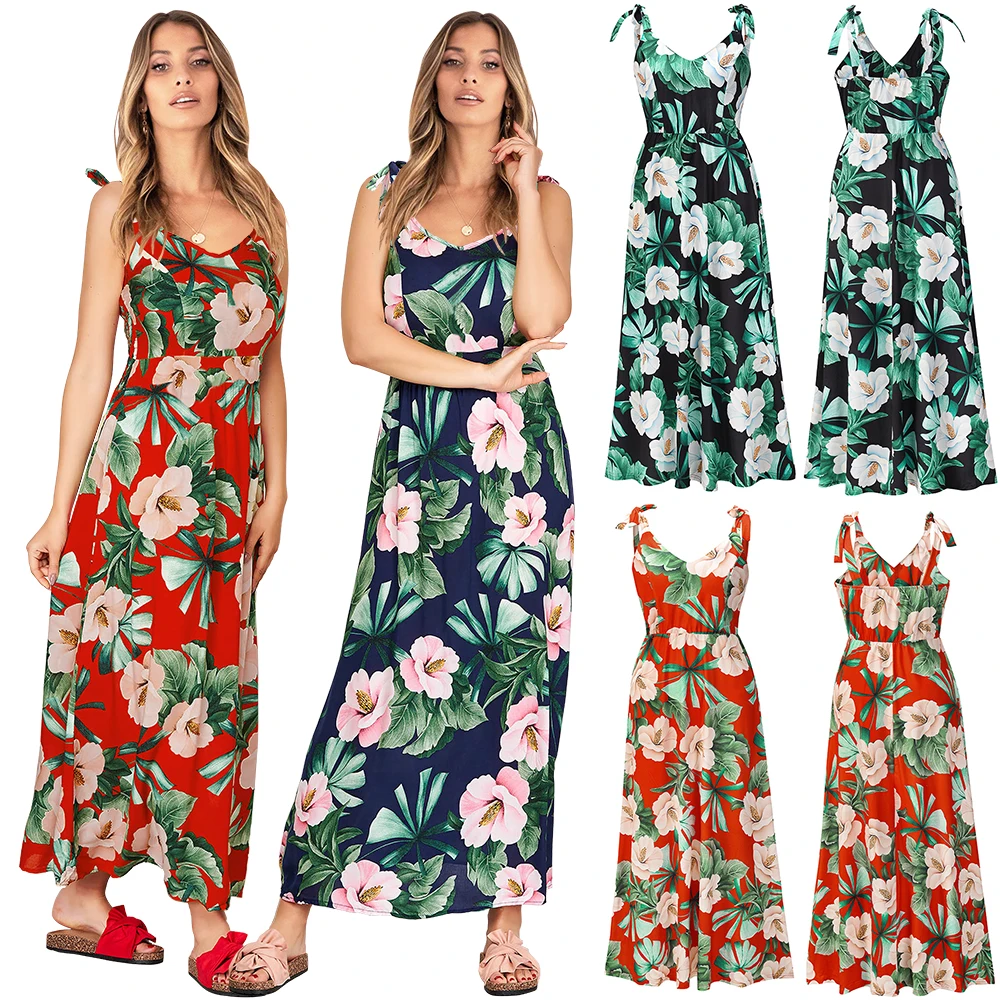 

Women's hot sale summer day dresses casual stain floral plus size boho dresses