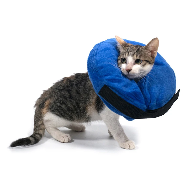 

wholesale factory easy wear 5 size PVC inflatable cat dog protection neck cone elizabeth collar, Blue,grey