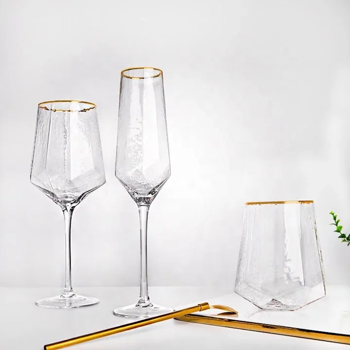 

Amazon Hot Sale European Diamond Lead-free Wine Goblet Champagne Glass Large Whiskey Glass, Transparent & colorful