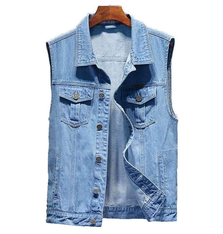 

Casual sleeveless denim men's vest, 3 colors