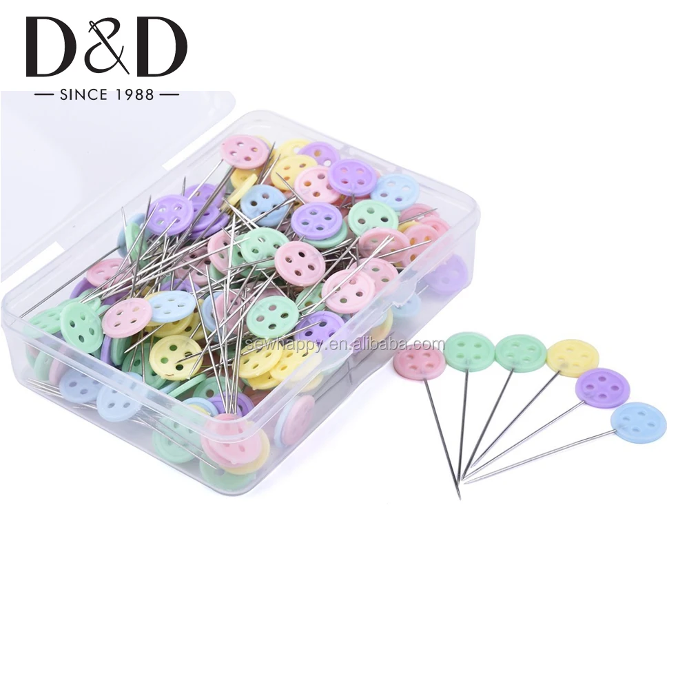 Button pins Sewing pins Quilting Flat Button Head Straight Pins DIY Projects Dressmaker Jewelry Decoration 200Pcs Sewing Patchwork Pins 