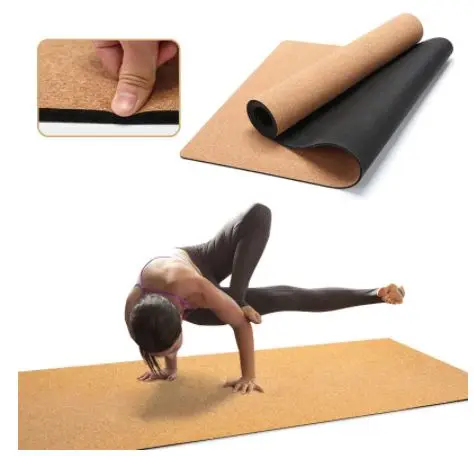 

Eco-friendly low moq thick long circle custom size rubber natural cork yoga mat premium, Purple or customized color