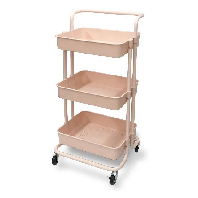 
2020 ABS Plastic 3-Tier Double Tube Storage Trolley For Dining Room 