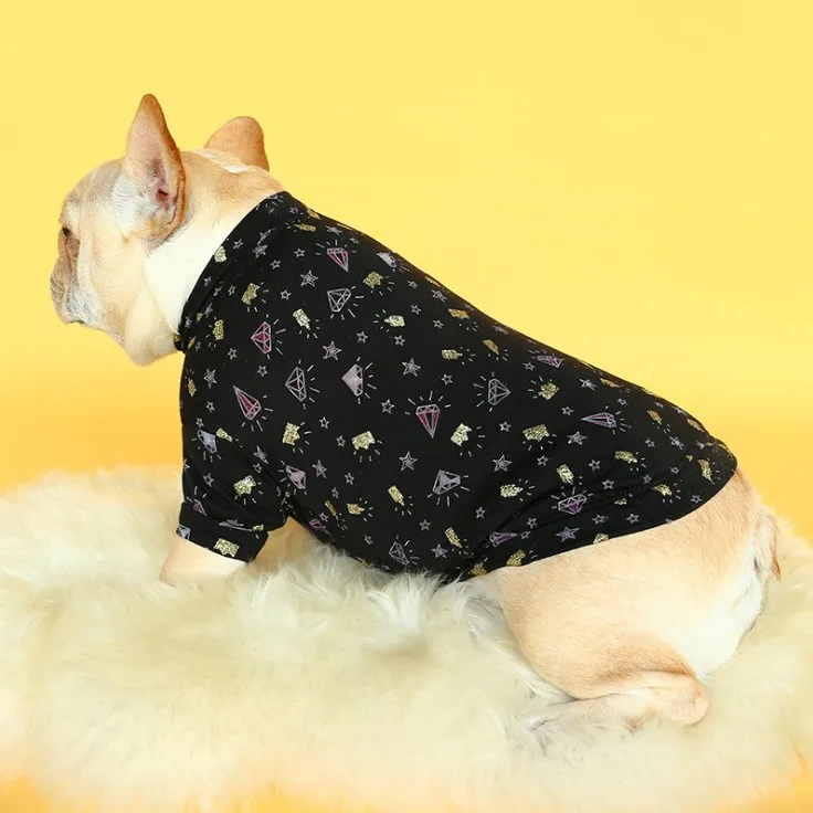 

Fighting Fat Dog Corgi Bronzing Crown Diamond T-shirt Two-legged Pet Dog Clothes, As picture