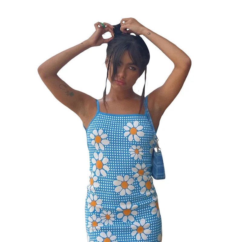 

Summer 2021 New Sexy Lace printing casual dresses Fashionable dress for women, Picture color