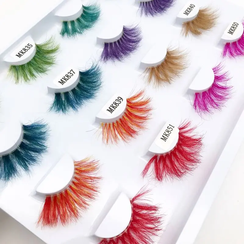 

Colored mink lashes private label 20mm colored mink eyelashes wholesale custom luxury lashes, Multiple colors