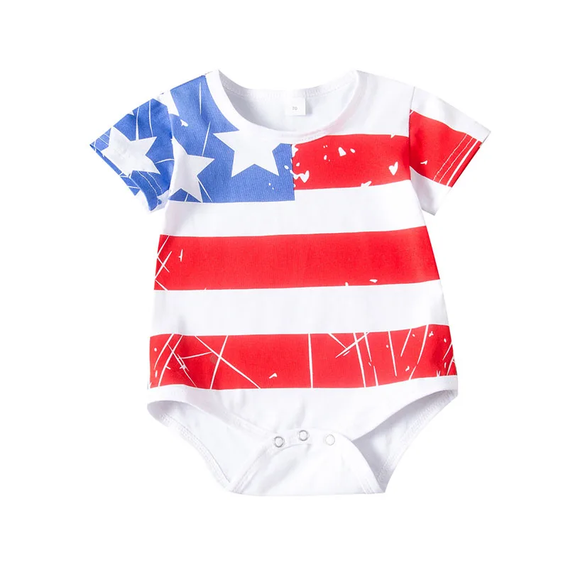 

Hot sale cotton infant romper summer 4th july unisex baby jumpsuit for patriotic, As picture show