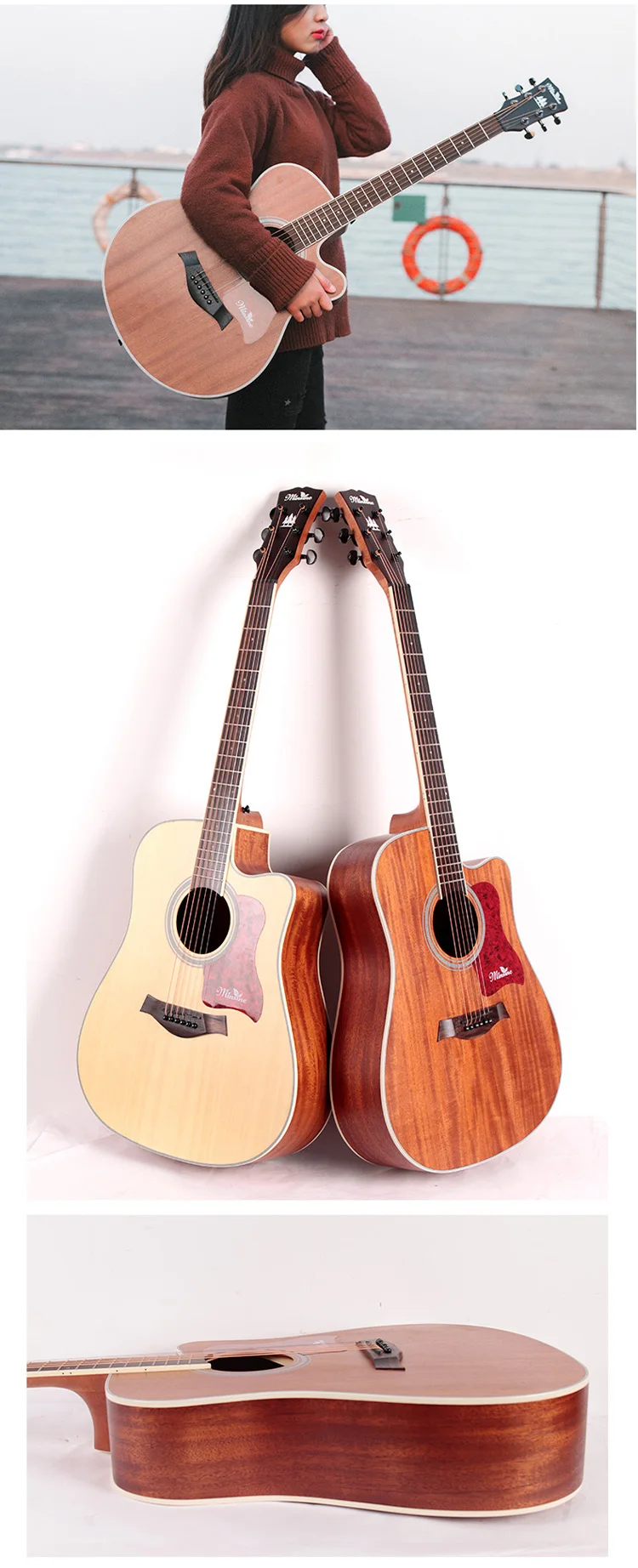 Bullfighter D-4016 Spruce Wood  Affordable OEM Acoustic Guitar Solid Top