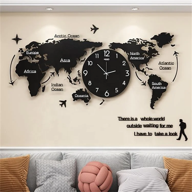 

Nordic Large Wall Decorations For Home 3D Luxury Wall Art Modern Wall Clock, Black