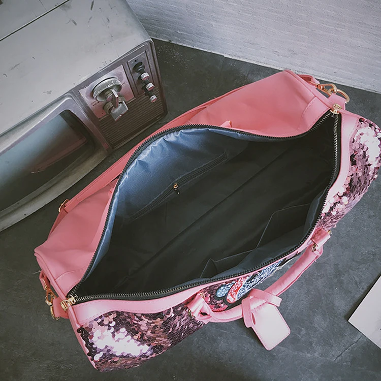 
Osgoodway2 Sequin Gym Duffel Bag Leather Travel Bags Large Travel Duffel Bag with Adjustable Shoulder Strap 