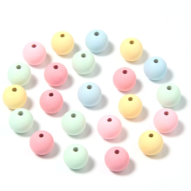 

Hot Selling Acrylic Matte Frosted Loose Beads Macaron Straight Hole 6-12 mm Round Plastic Beads For Jewelry Making DIY Crafts