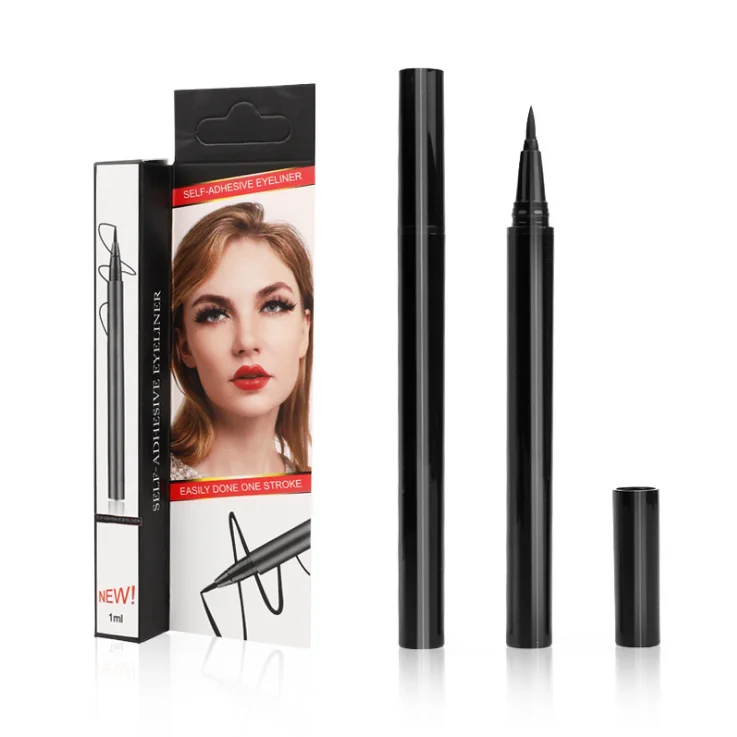 

New product waterproof factory wholesale cosmetics black eyeliner can stick eyelashes quick-drying liquid eyeliner pen