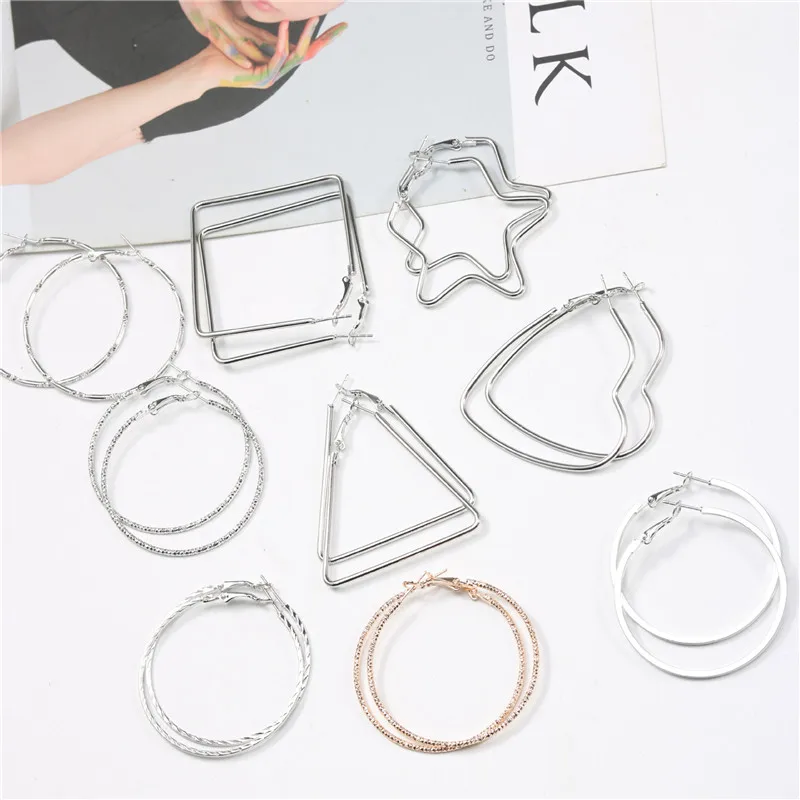 

Hongtong American Hot Sale Rhinestone 925 Silver Earrings 2021 Circle Round Exaggerated Large Ear Hoop Earring, Picture