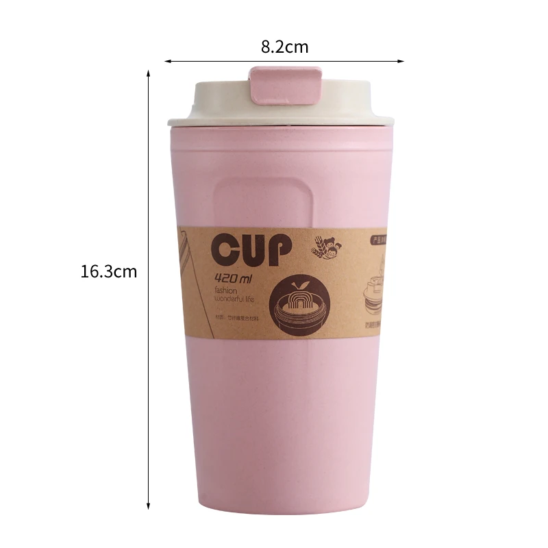 

QIAN HU Eco Friendly Biodegradable Wheat Straw Plastic Children's Beverage Cup BPA FREE Reusable Travel Shake Mug Bottle, Customized color acceptable