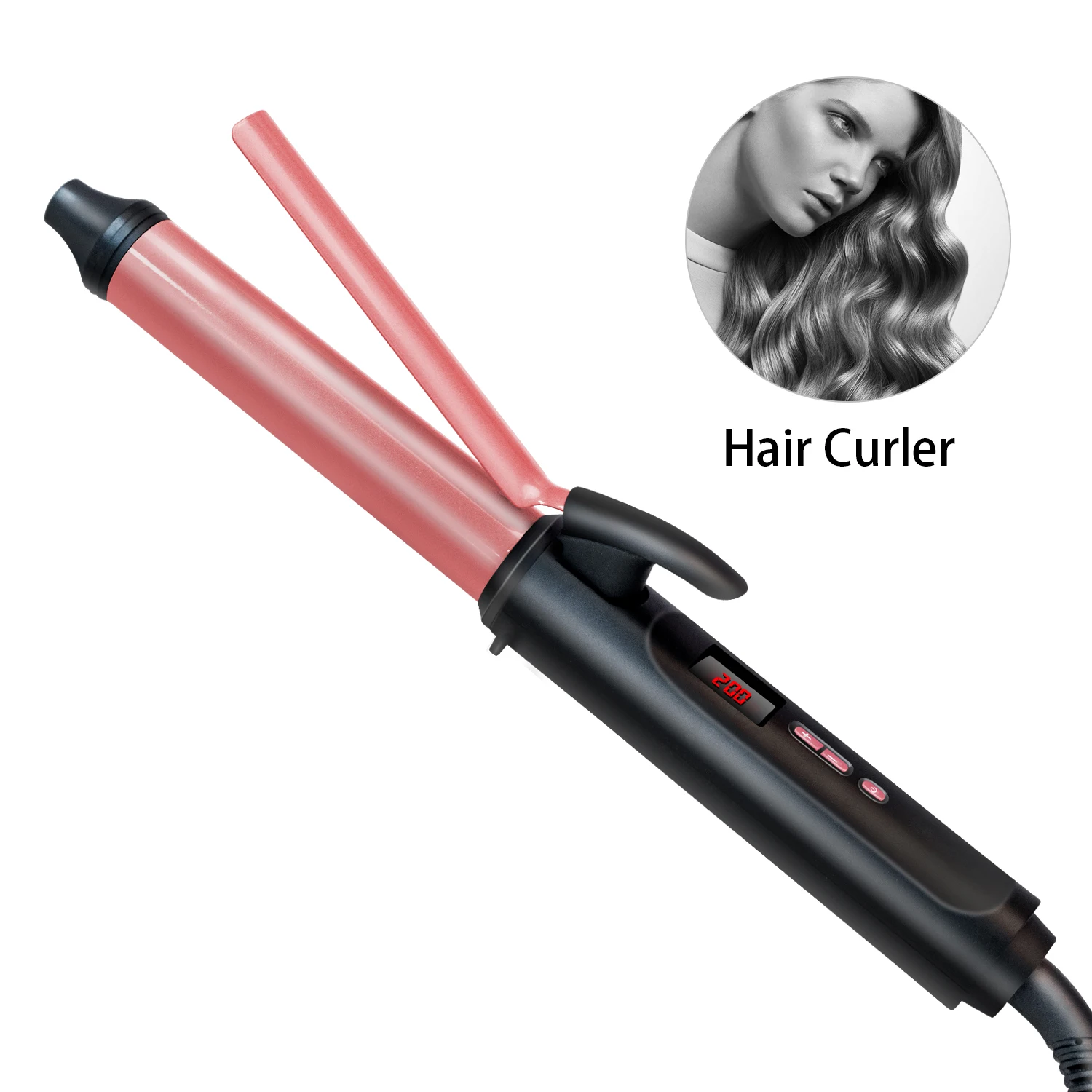 

Amazon Hot salon Far infrared negative ion curling wand home use 26MM hair curler automatic curling iron wand