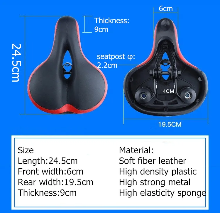 Upanbike Bike Saddle Shock Absorption Widen Ultrathick Soft