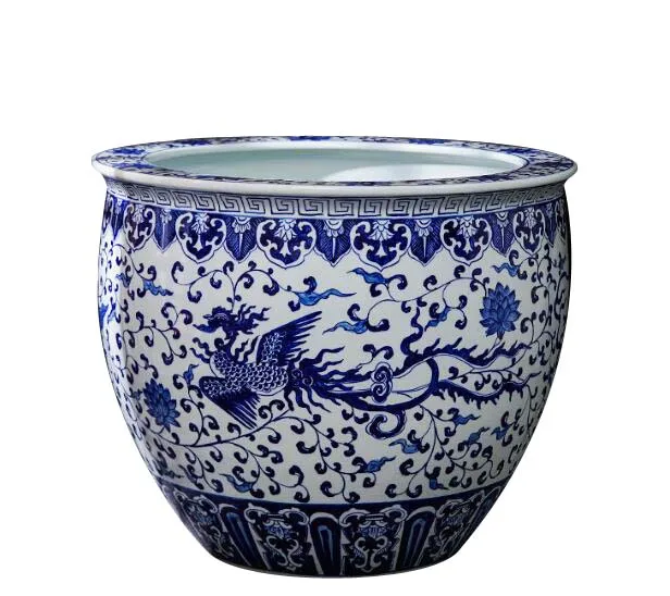 

Chinese Style Hand Painted Blue and White Large Porcelain Plant Pots