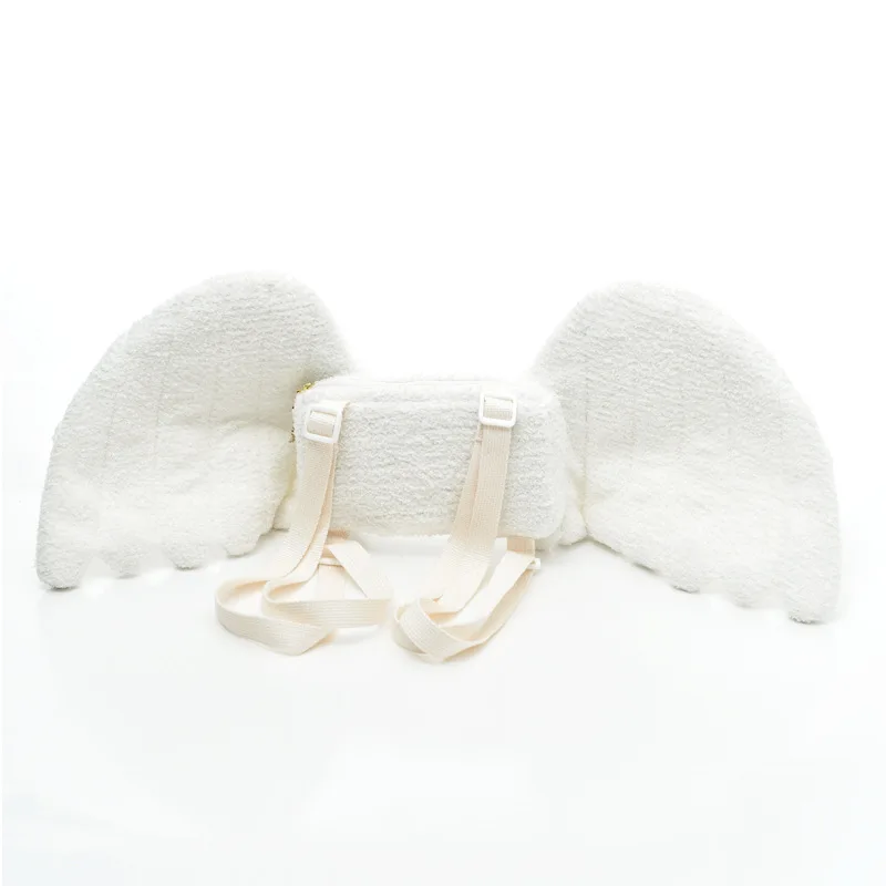 

plush angel wings shape original storage debris shoulder zipper backpack adjustable buckle masquerade costume props