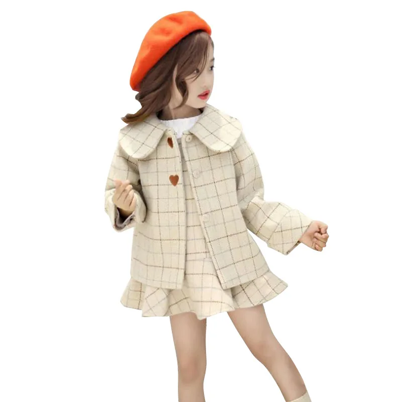Korean Kids Clothes Wholesale Long Sleeved Plaid Dress And Coat Set For Winter From Ebay Online Shopping