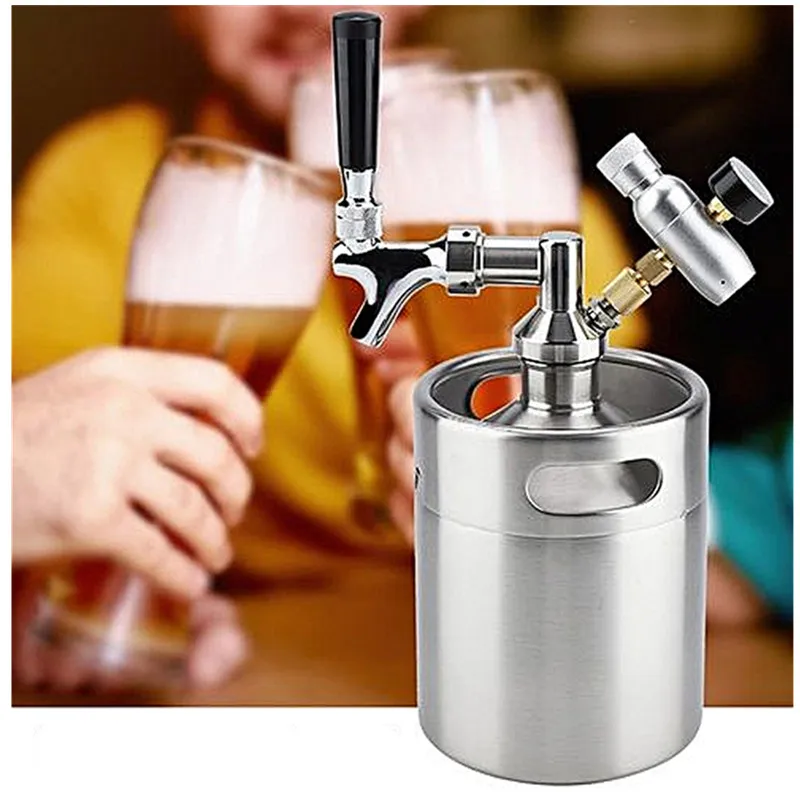 
64oz lid cooler growler and tap hose 10l tap draft beer dispenser for aluminio lager wine bier pet steel 5L and 2L mini beer keg 