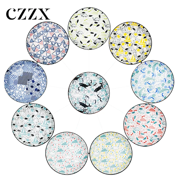 

China manufacturer ins style premium porcelain printing serving soup dinner plate with vibrant designs for daily use, Color