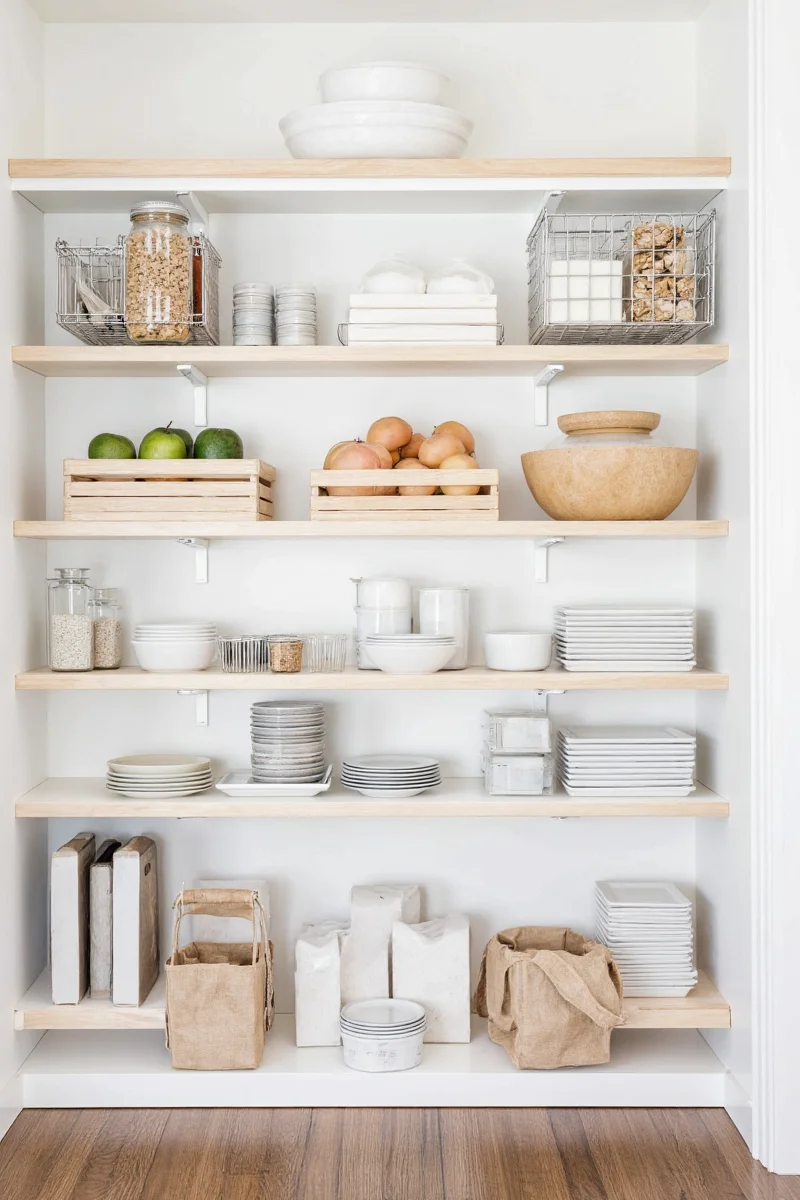 Color-coded pantry shelf example