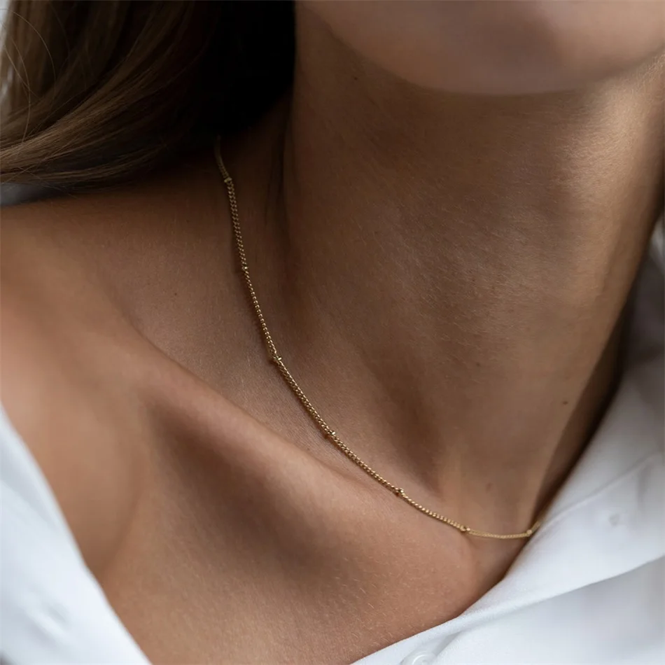 

new 316L Cute Dainty Adjustable Chain Gold Stainless Steel Necklace Jewelry Initial Minimalist Choker Jewelry for Women DIY
